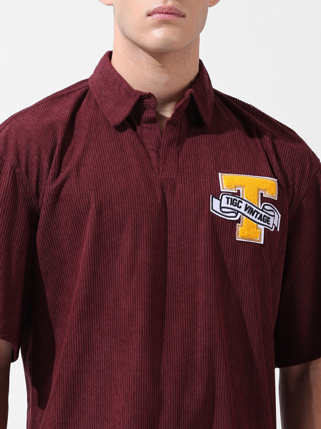 Men's Maroon Relaxed Fit Solid Varsity Coordinates