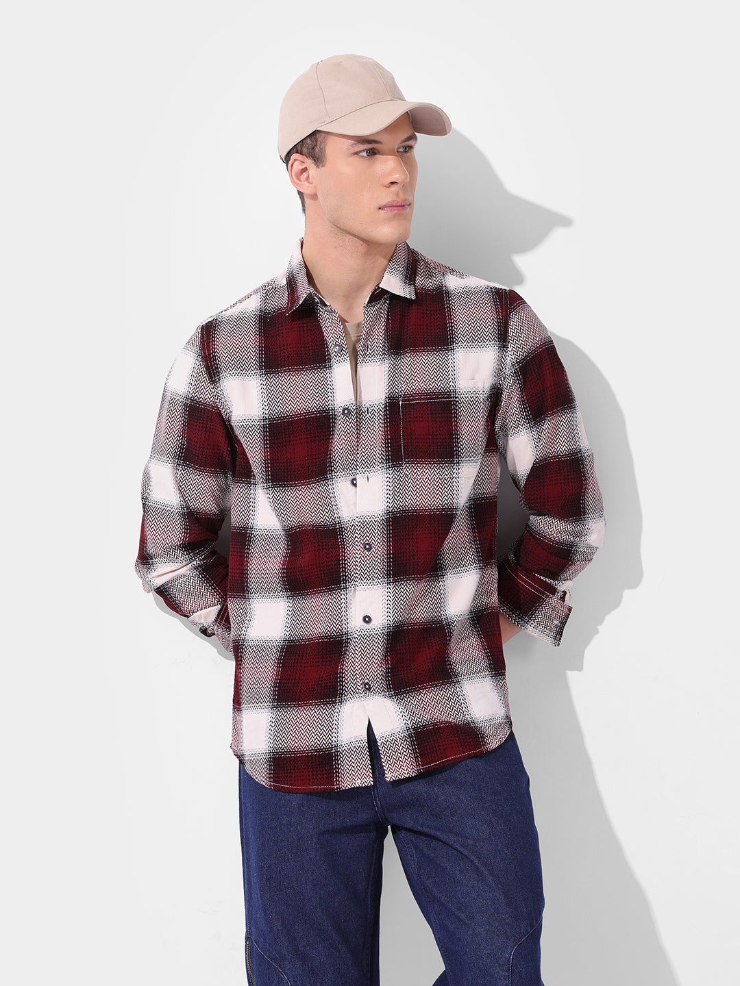 Men's Brown Regular Fit Printed Casual Shirt