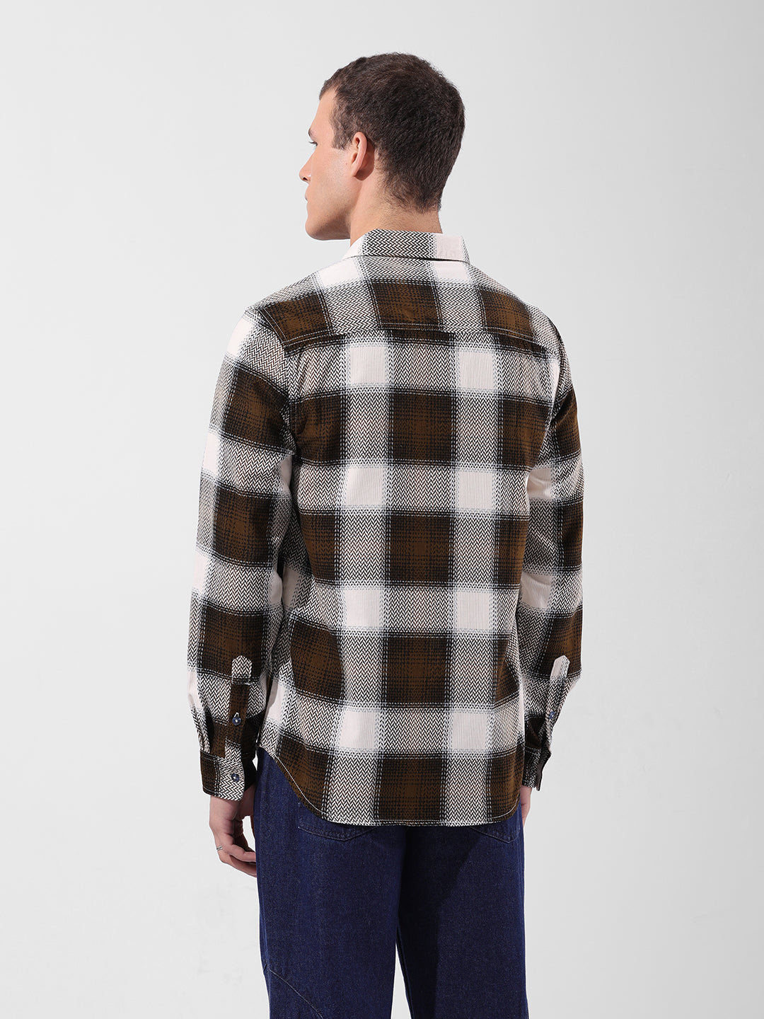 Men's Navy Blue Regular Fit Printed Casual Shirt