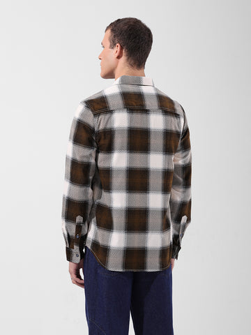 Men's Navy Blue Regular Fit Printed Casual Shirt