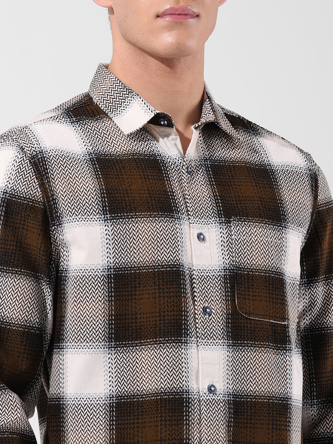 Men's Navy Blue Regular Fit Printed Casual Shirt