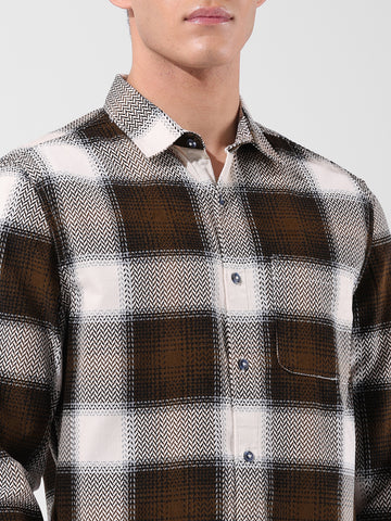 Men's Navy Blue Regular Fit Printed Casual Shirt