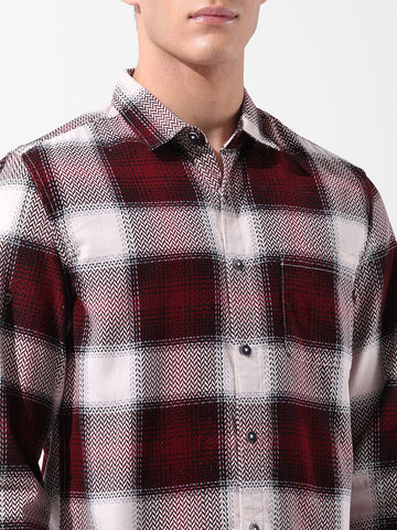 Men's Brown Regular Fit Checkered Casual Shirt
