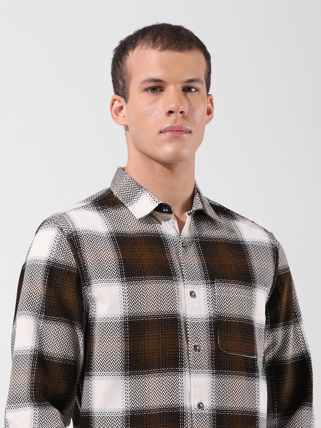 Men's Navy Blue Regular Fit Printed Casual Shirt