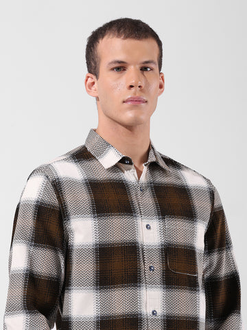 Men's Navy Blue Regular Fit Printed Casual Shirt