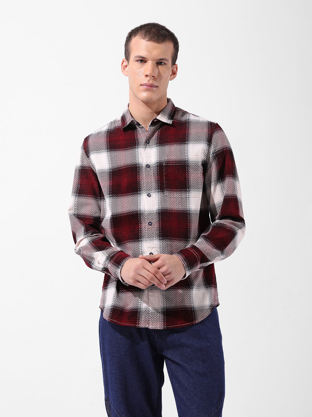 Men's Brown Regular Fit Printed Casual Shirt