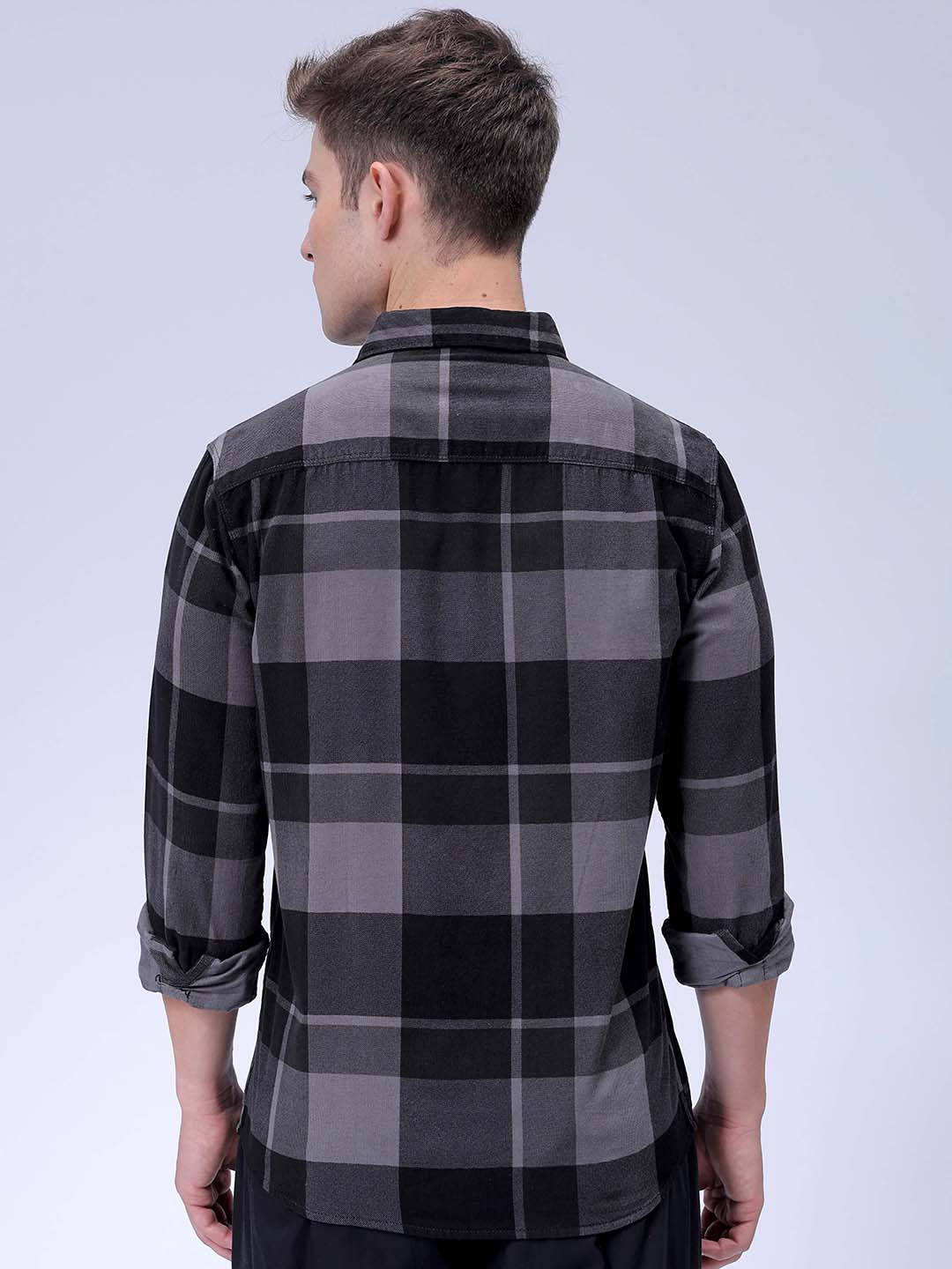 Men's Grey Regular Fit Solid Casual Shirt