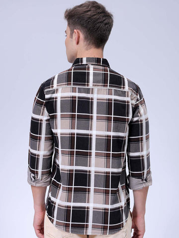 Men's Brown Regular Fit Solid Casual Shirt