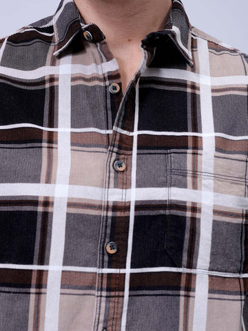 Men's Brown Regular Fit Solid Casual Shirt