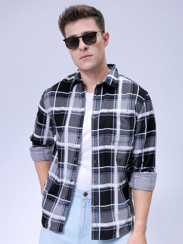 Men's Grey Regular Fit Solid Casual Shirt