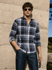 Men's Grey Regular Fit Checkered Casual Shirt