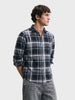 Men's Grey Regular Fit Checkered Casual Shirt