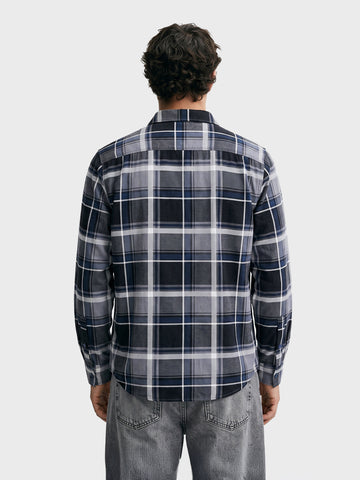 Men's Grey Regular Fit Checkered Casual Shirt