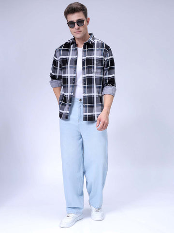 Men's Grey Regular Fit Solid Casual Shirt