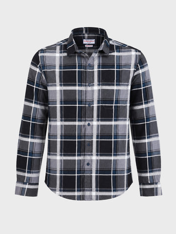 Men's Grey Regular Fit Checkered Casual Shirt