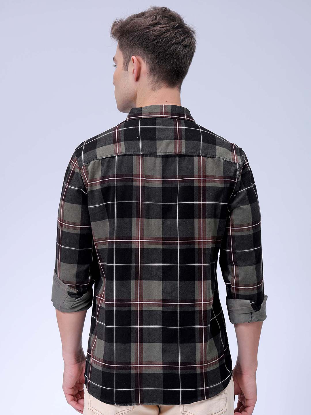 Men's Olive Regular Fit Solid Casual Shirt