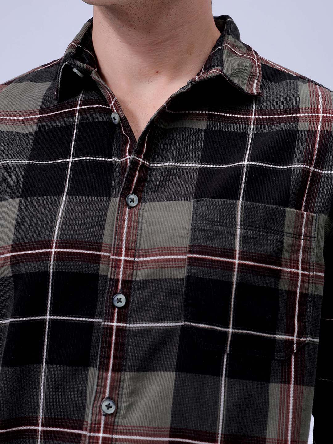 Men's Olive Regular Fit Solid Casual Shirt