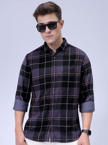 Men's Grey Regular Fit Solid Casual Shirt