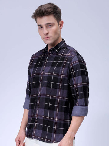 Men's Grey Regular Fit Solid Casual Shirt