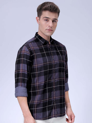 Men's Grey Regular Fit Solid Casual Shirt