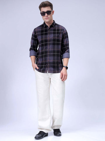Men's Grey Regular Fit Solid Casual Shirt