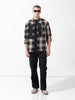 Men's Black Relaxed Fit Checked Resort Wear Shirt