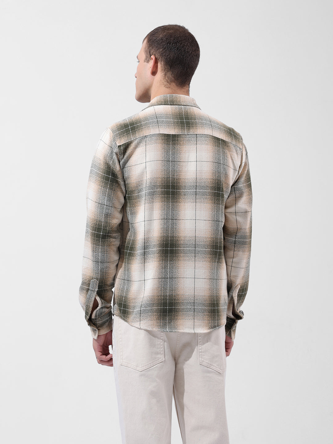 Men's Green Regular Fit Checked Casual Shirt