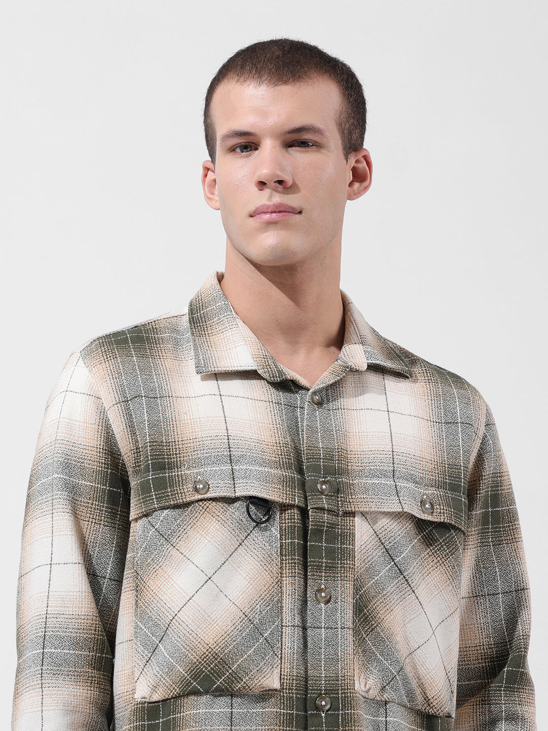 Men's Green Regular Fit Checked Casual Shirt