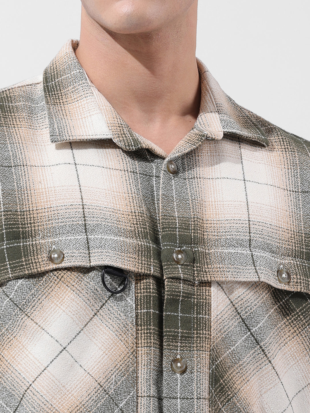 Men's Green Regular Fit Checked Casual Shirt