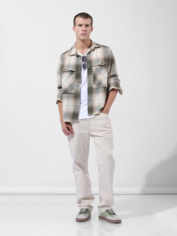 Men's Green Regular Fit Checked Casual Shirt