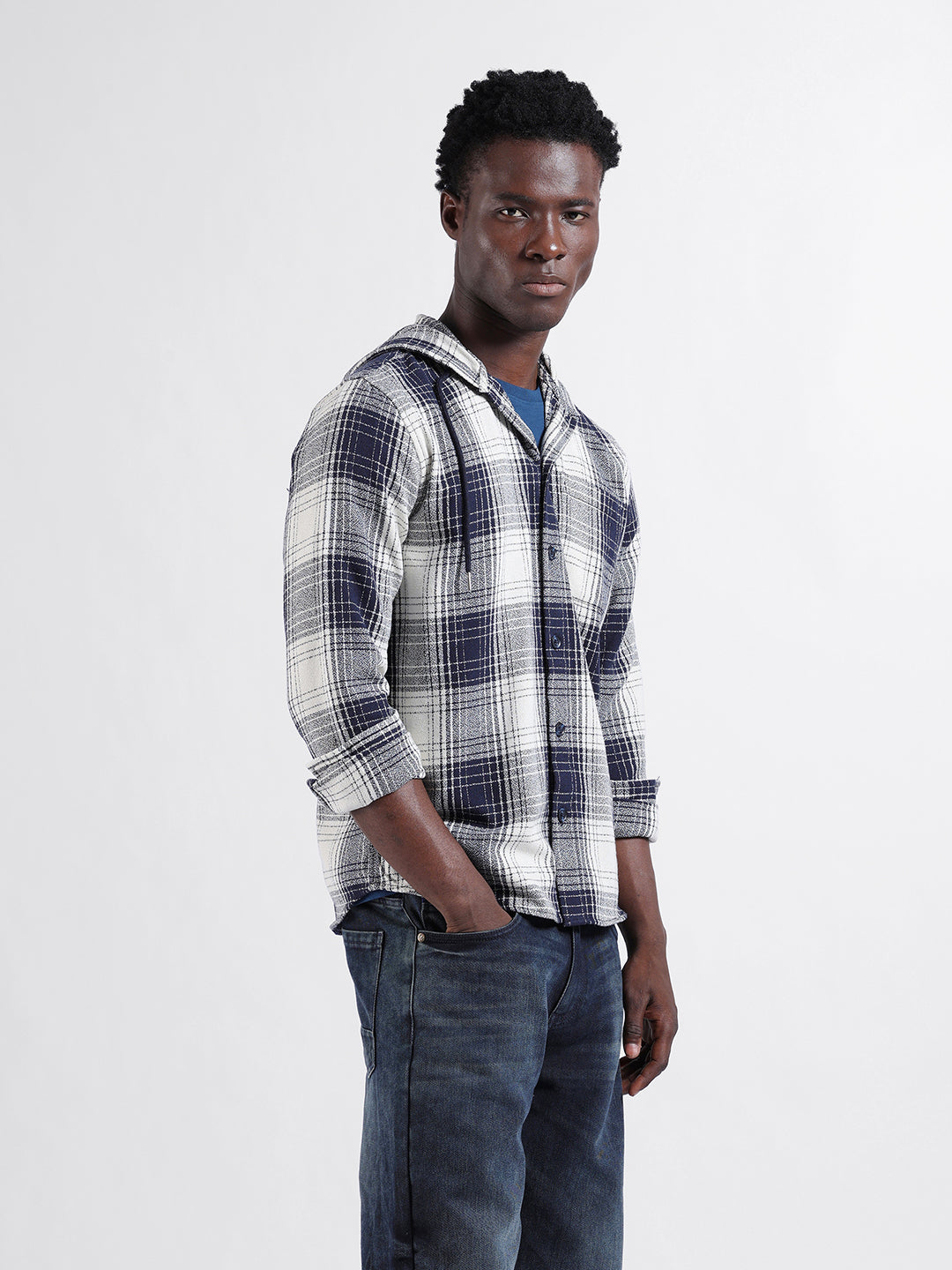 Men's Blue Regular Fit Checked Casual Shirt
