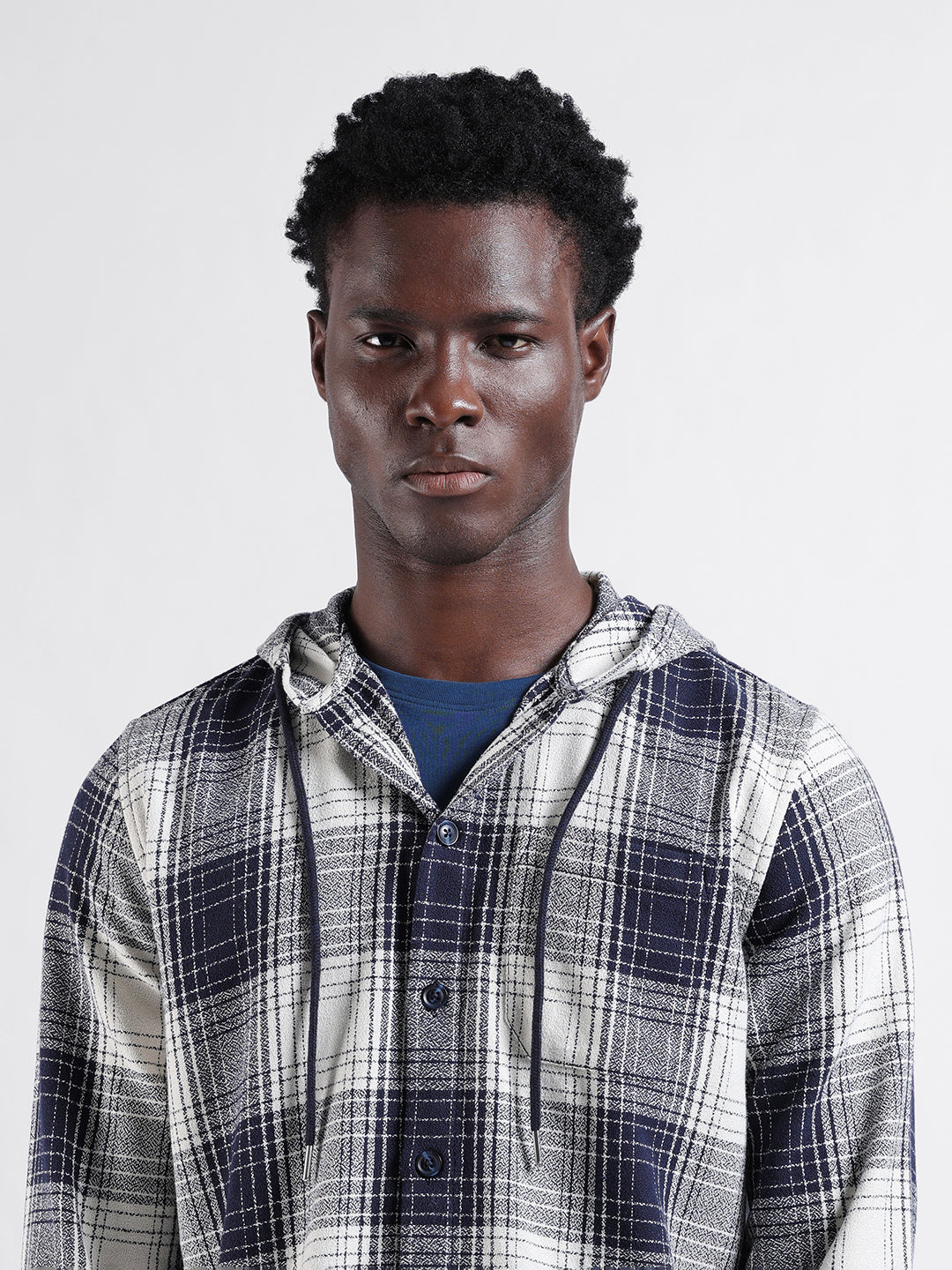Men's Blue Regular Fit Checked Casual Shirt