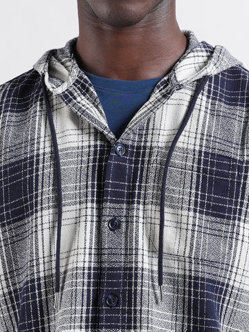Men's Blue Regular Fit Checked Casual Shirt