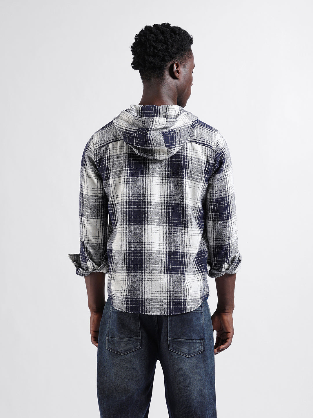 Men's Blue Regular Fit Checked Casual Shirt