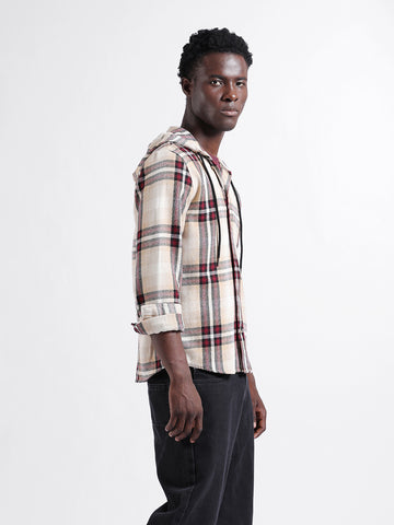 Men's Beige Regular Fit Checked Casual Shirt