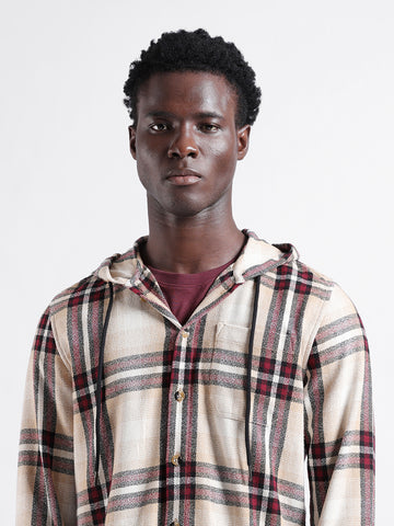 Men's Beige Regular Fit Checked Casual Shirt