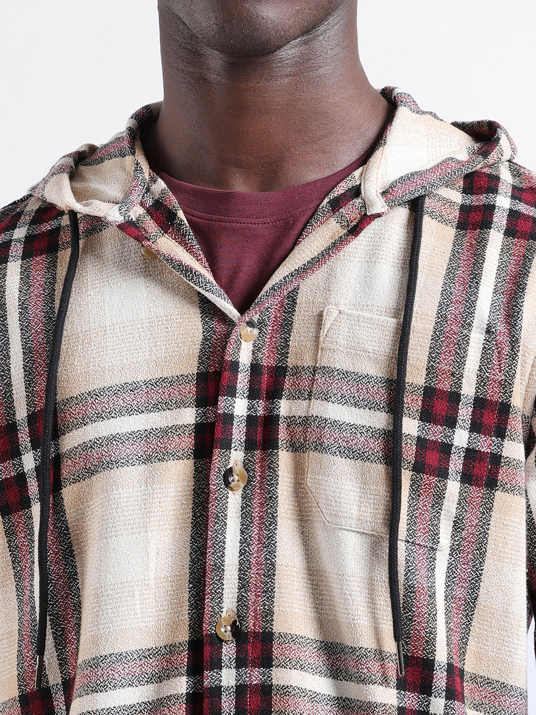 Men's Beige Regular Fit Checked Casual Shirt