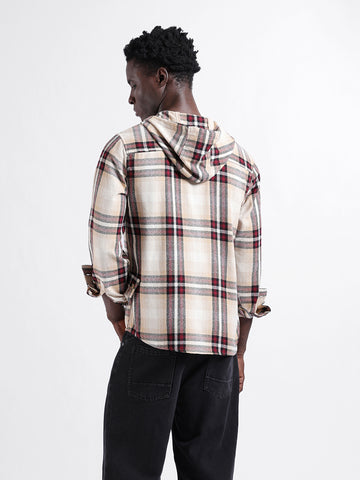 Men's Beige Regular Fit Checked Casual Shirt
