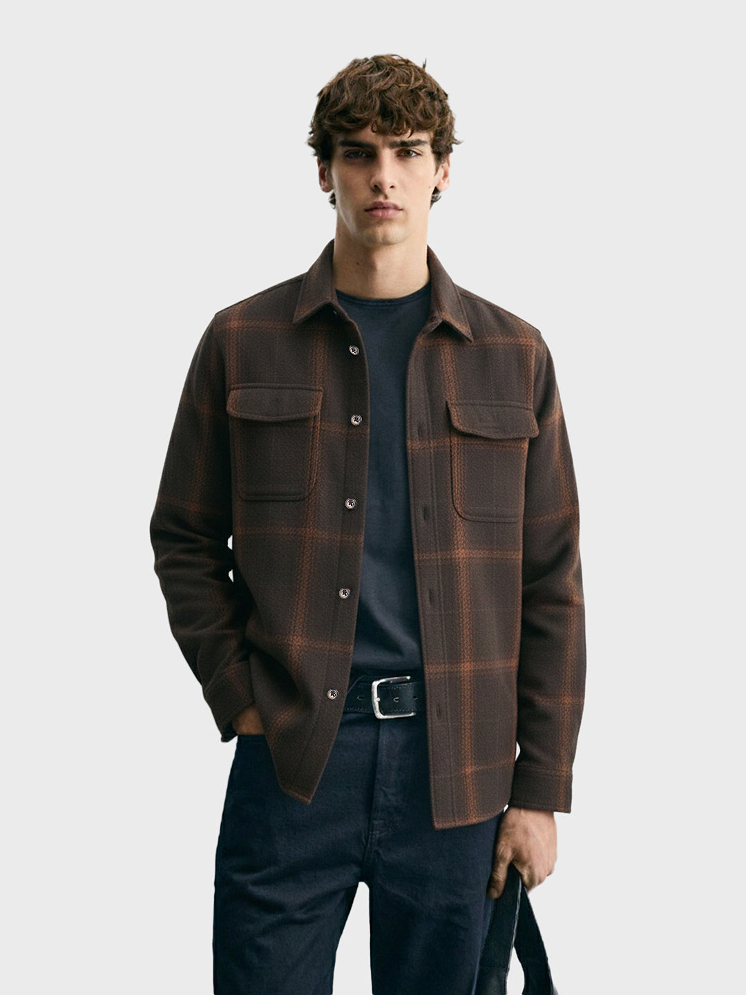 Men's Brown Regular Fit Checked Casual Shirt