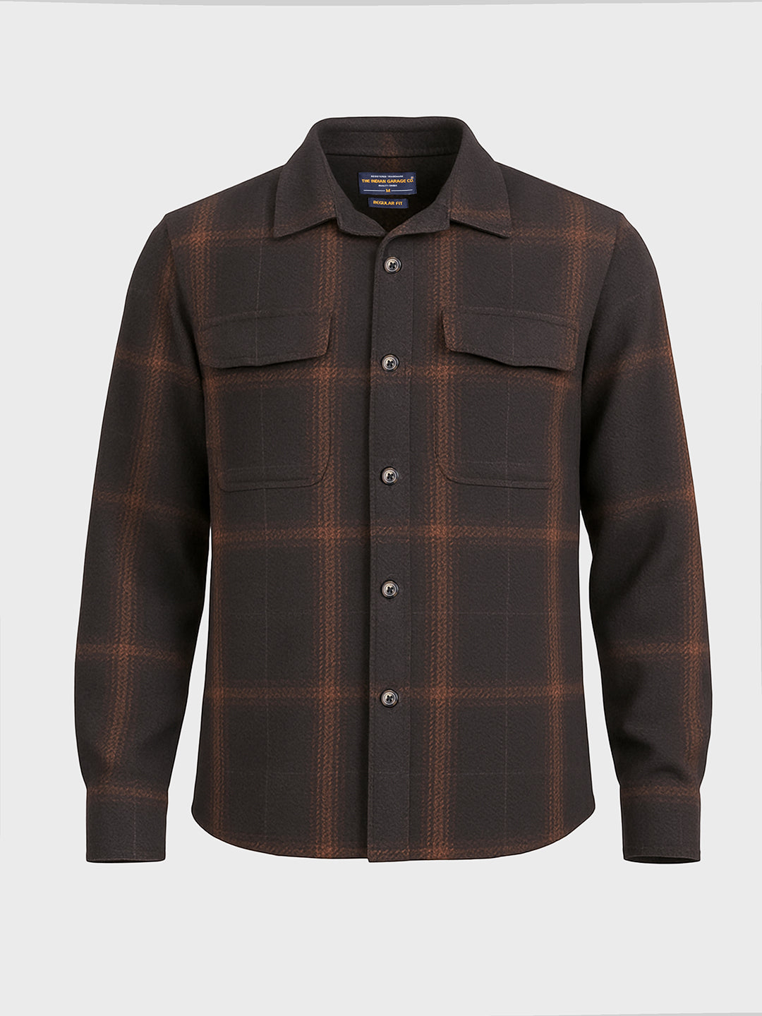 Men's Brown Regular Fit Checked Casual Shirt