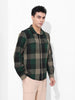 Men's Green Regular Fit Checked Casual Shirt
