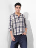 Men's Navy Blue Regular Fit Checked Casual Shirt