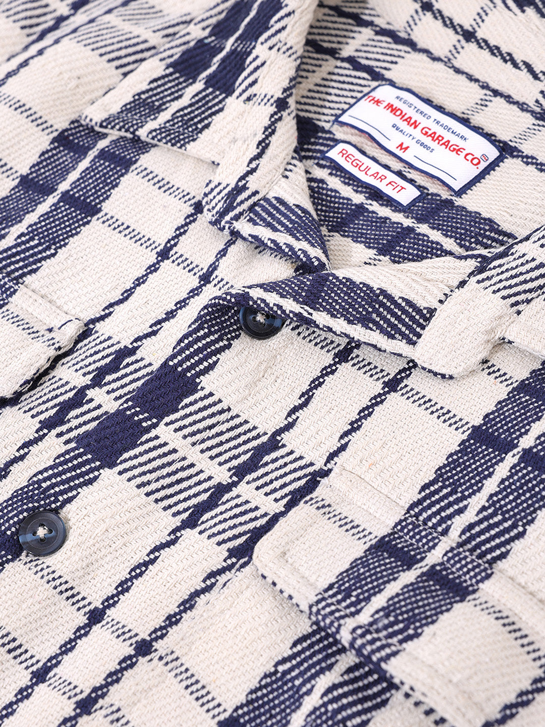 Men's Navy Blue Regular Fit Checked Casual Shirt