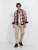 Men's Maroon Regular Fit Checked Casual Shirt