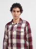 Men's Maroon Regular Fit Checked Casual Shirt