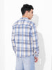 Men's Blue Regular Fit Checked Casual Shirt
