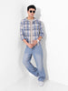 Men's Blue Regular Fit Checked Casual Shirt