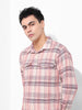 Men's Orange Regular Fit Checked Casual Shirt
