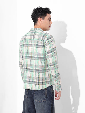 Men's Green Regular Fit Checked Casual Shirt