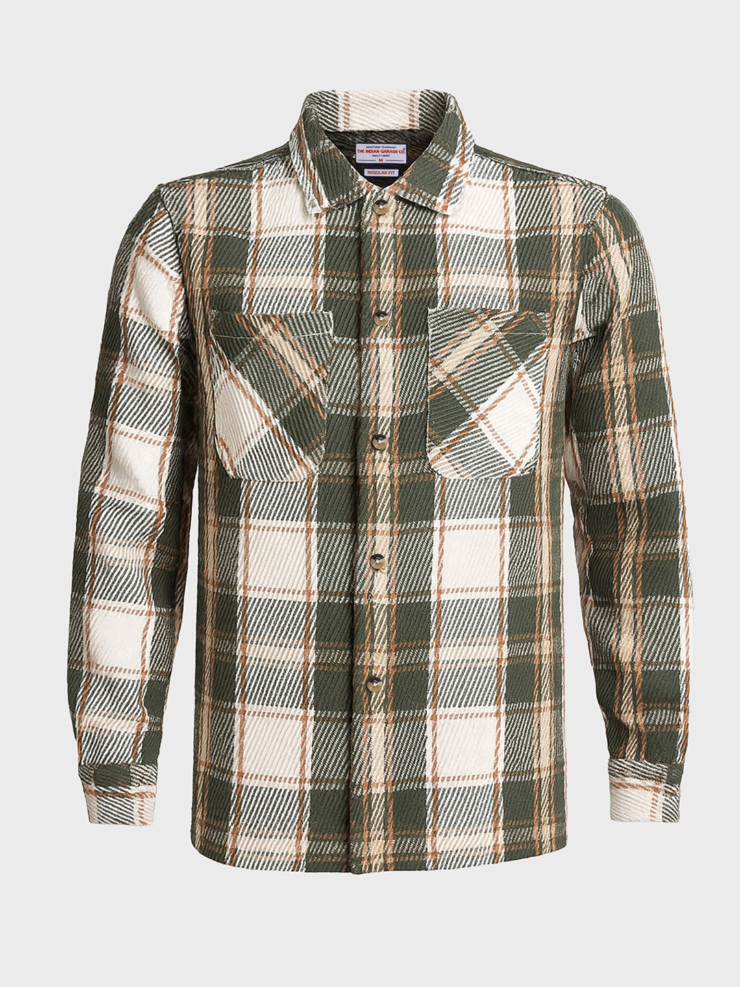 Men's Green Regular Fit Checked Casual Shirt